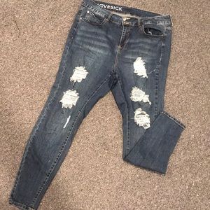 High waisted denim jeans